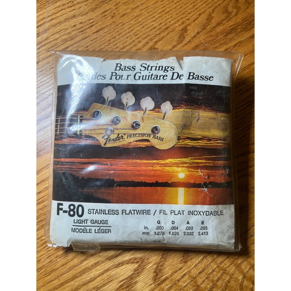 Vintage 1970s Fender F-80 Stainless Flatwire Bass Strings NOS CBS Era Light Gaug